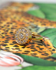Yellow Gold Miligrain Diamond Halo Boldy Engagement Ring