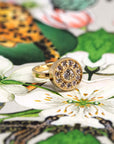 Yellow Gold Miligrain Diamond Halo Boldy Engagement Ring