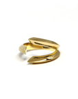 Fang Ring in Yellow Gold on white background – A bold and sculptural unisex gold ring with a fang-inspired open design, handcrafted by Bena Jewelry in Montreal.