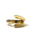 Front shot of Fang Ring in Yellow Gold – A sleek and modern unisex gold ring, designed for statement wear.