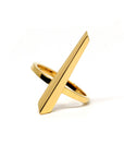 Peak Ring in Yellow Gold on white background – A striking elongated gold ring with a sculptural, edgy silhouette, handcrafted by Bena Jewelry in Montreal.