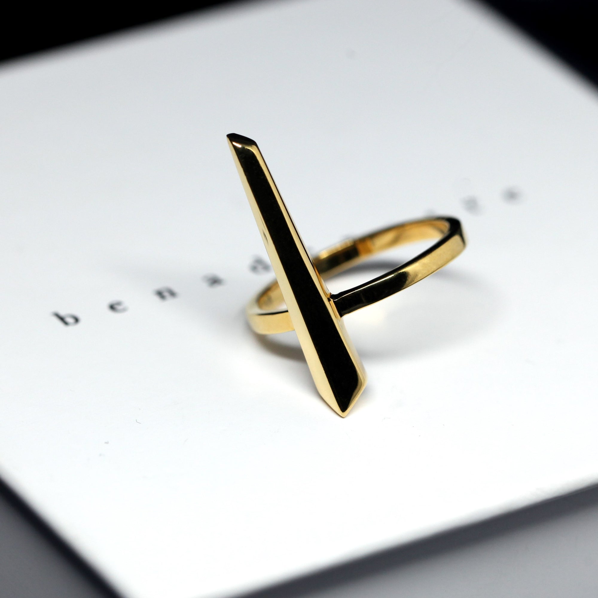 Close-up of Peak Ring in Yellow Gold – A bold and modern statement ring with a sleek, pointed design.