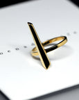 Close-up of Peak Ring in Yellow Gold – A bold and modern statement ring with a sleek, pointed design.