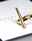 Side view of Peak Ring in Yellow Gold – A unique fine jewelry piece designed to be worn along the length of the finger.