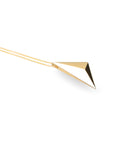 Side view of in white background edgy pendant montreal made silver gold plated sharp pyramidal pendant unisexe fashion minimalist bold big pendant montreal made in canada