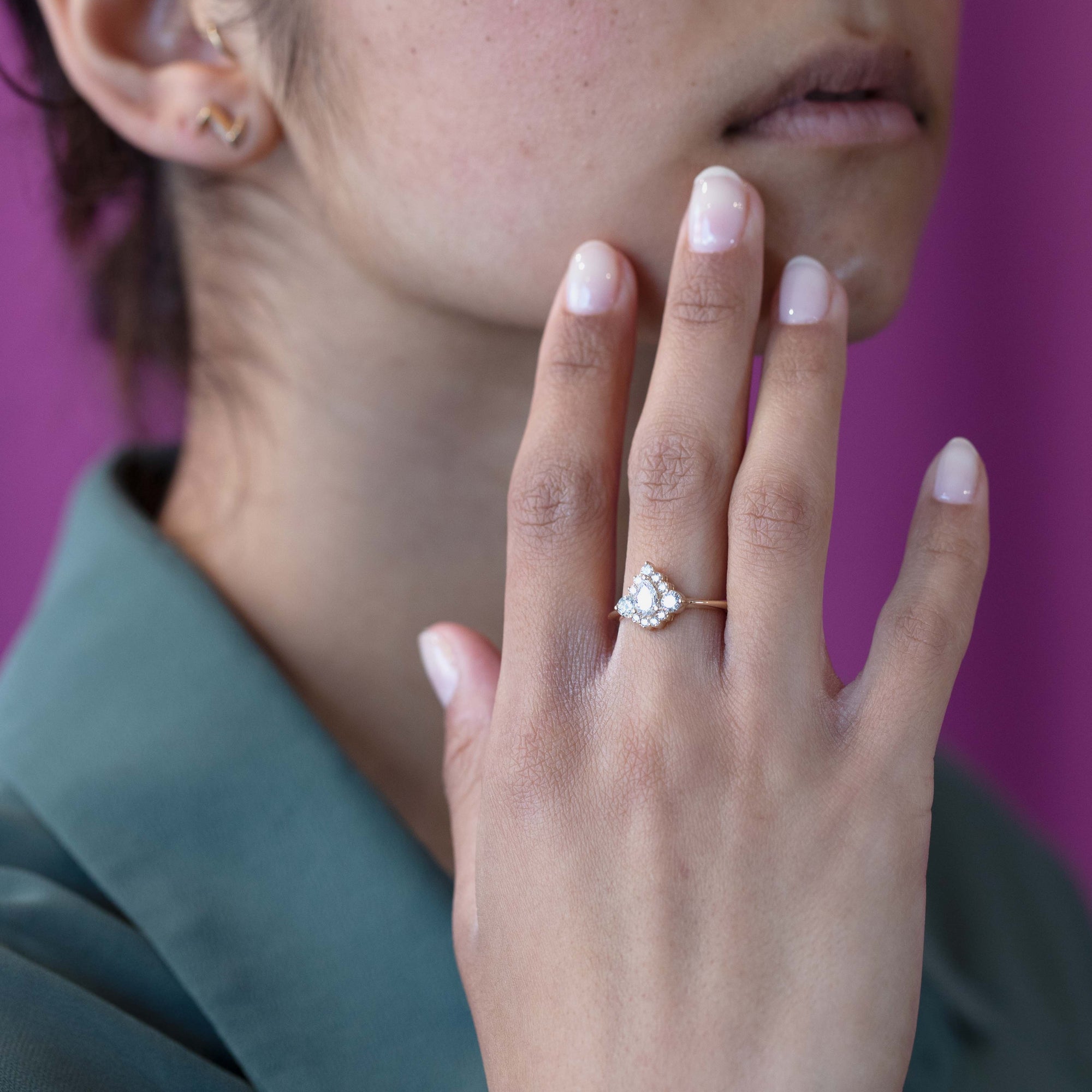 Round & Pear Shape Diamond Aura Ring 0.78 ct - Lab Grown Diamonds