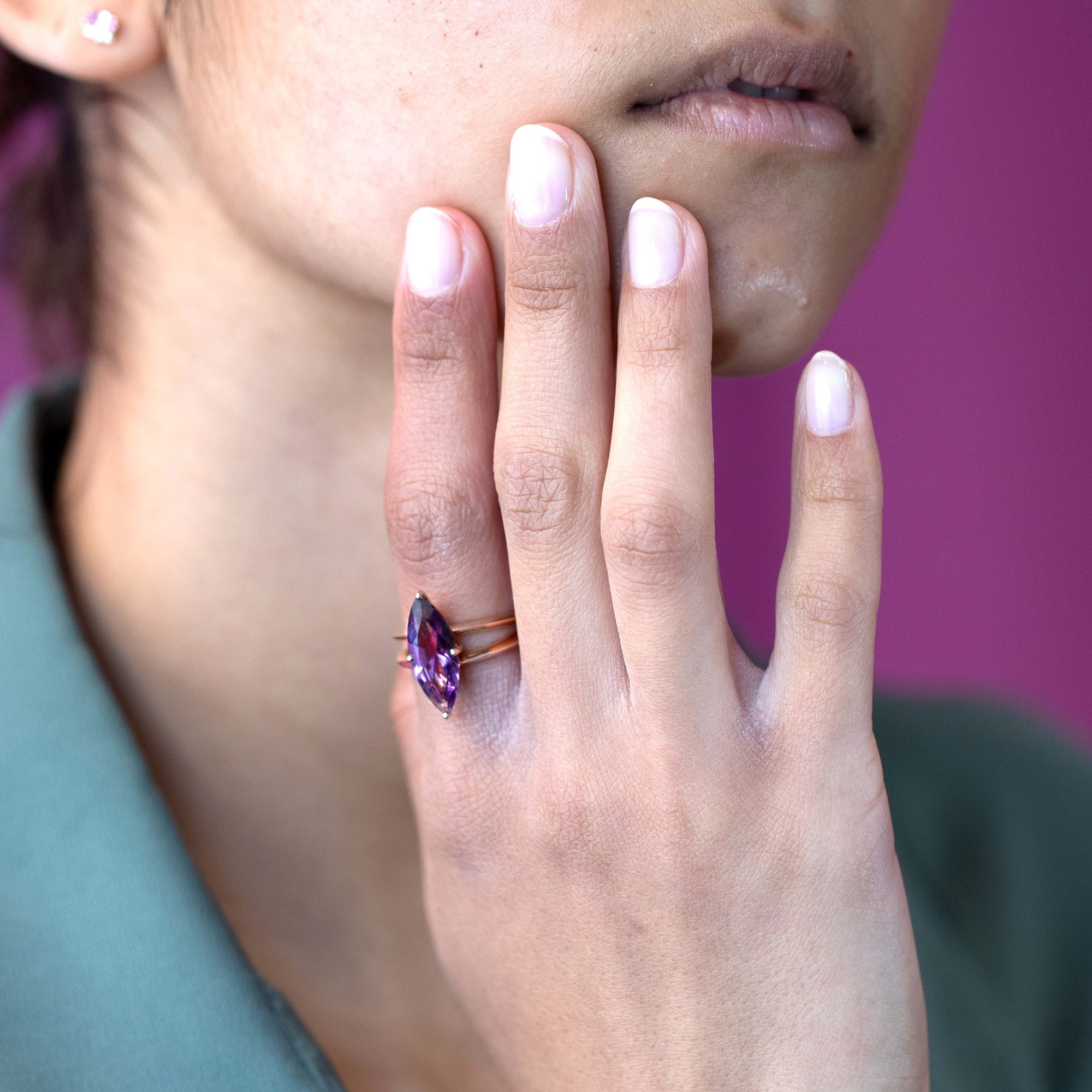 CUSTOM Braxton / Violet Flame Amethyst Rose Gold Ring