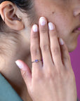 Magic Intense Purple Natural Sapphire Minimalist Gold Ring