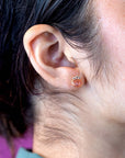 Sunstone & Cognac Diamond Gold Earrings - 0.17 ct
