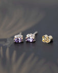 Marquise Shape Violet Lilac Sapphire & Diamond Dora Earrings