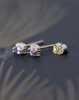 Marquise Shape Violet Lilac Sapphire & Diamond Dora Earrings