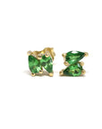 Second Edition Tsavorite Garnet Double Pear Yellow Gold Stud Earrings