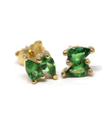 Second Edition Tsavorite Garnet Double Pear Yellow Gold Stud Earrings