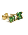 Second Edition Tsavorite Garnet Double Pear Yellow Gold Stud Earrings