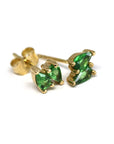 Second Edition Tsavorite Garnet Double Pear Yellow Gold Stud Earrings