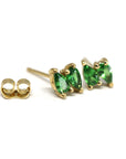 Second Edition Tsavorite Garnet Double Pear Yellow Gold Stud Earrings