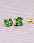Second Edition Tsavorite Garnet Double Pear Yellow Gold Stud Earrings