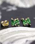 Second Edition Tsavorite Garnet Double Pear Yellow Gold Stud Earrings