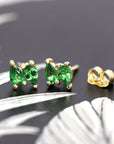 Second Edition Tsavorite Garnet Double Pear Yellow Gold Stud Earrings