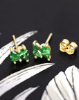 Second Edition Tsavorite Garnet Double Pear Yellow Gold Stud Earrings