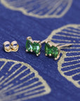 Second Edition Tsavorite Garnet Double Pear Yellow Gold Stud Earrings