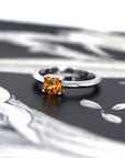 Spessartite Garnet Bright Orange Cushion Cut Gold Ring