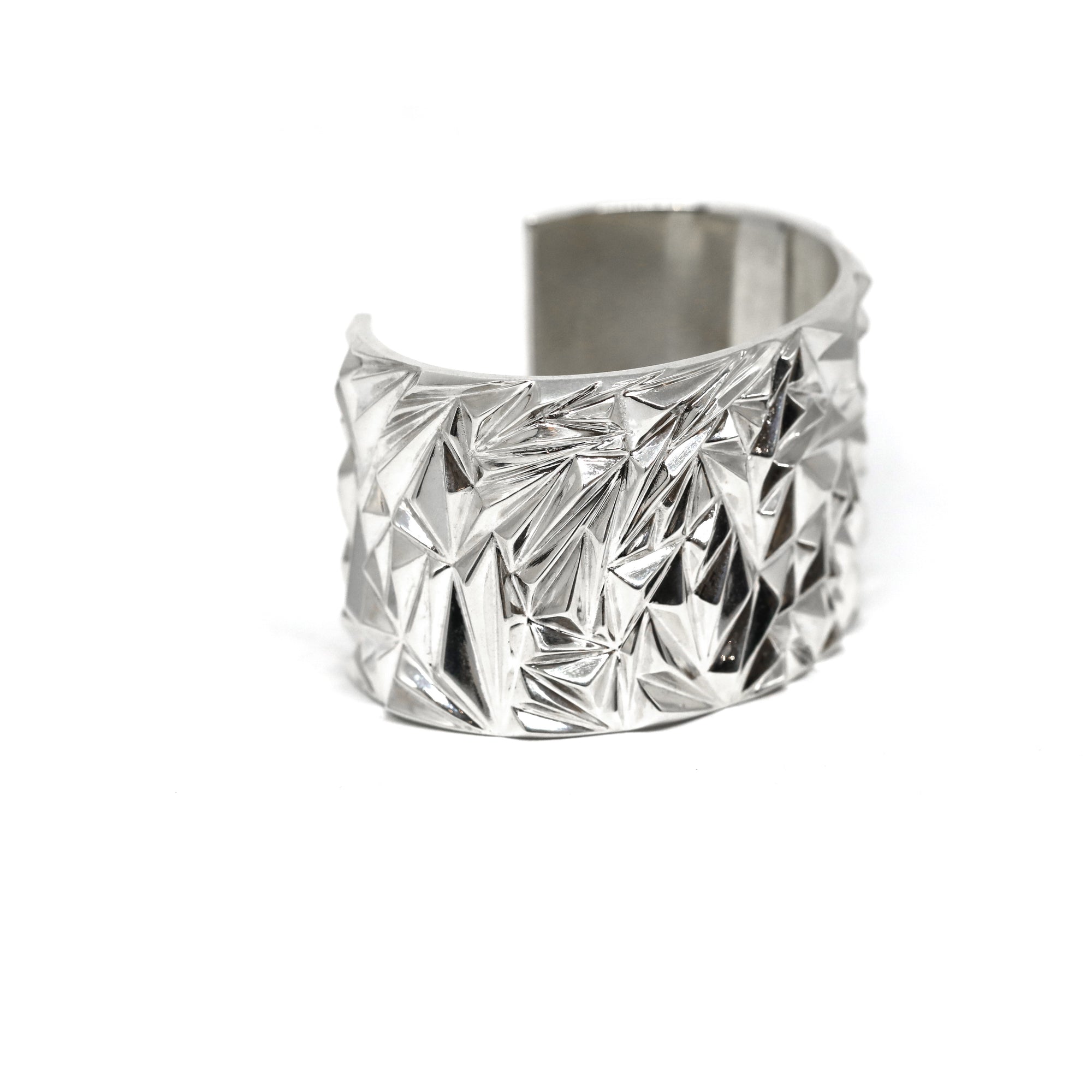 Silver Chiseled Large Bracelet