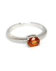 top view of spessartite garnet gold engagement ring bena jewelry custom made color gemstone jewelry montreal handamde designer jewelery