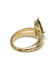 back view of diaspore gemstone gold ring bena jewelry designer color gemstone speicalist montreal bridal jewelry natural green gemstone jewelry