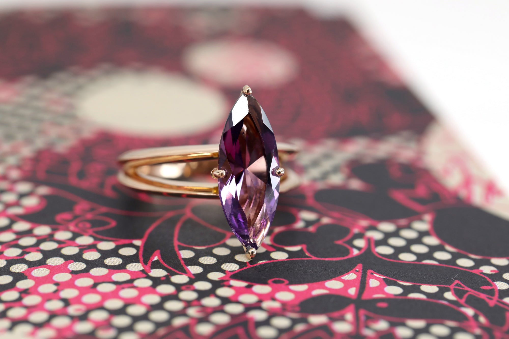 CUSTOM Braxton / Violet Flame Amethyst Rose Gold Ring