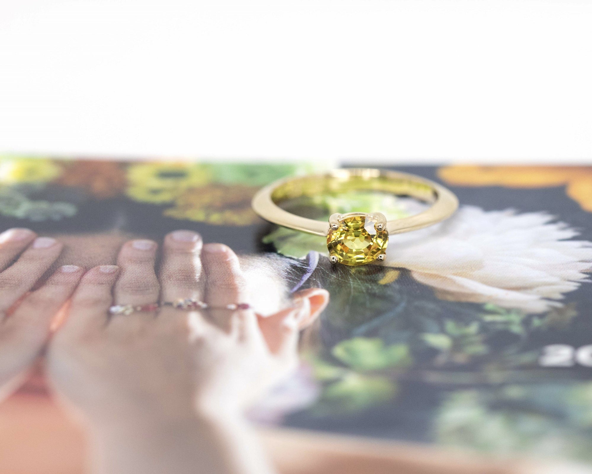 oval shape yellow sapphire gold ring by bena jewelry