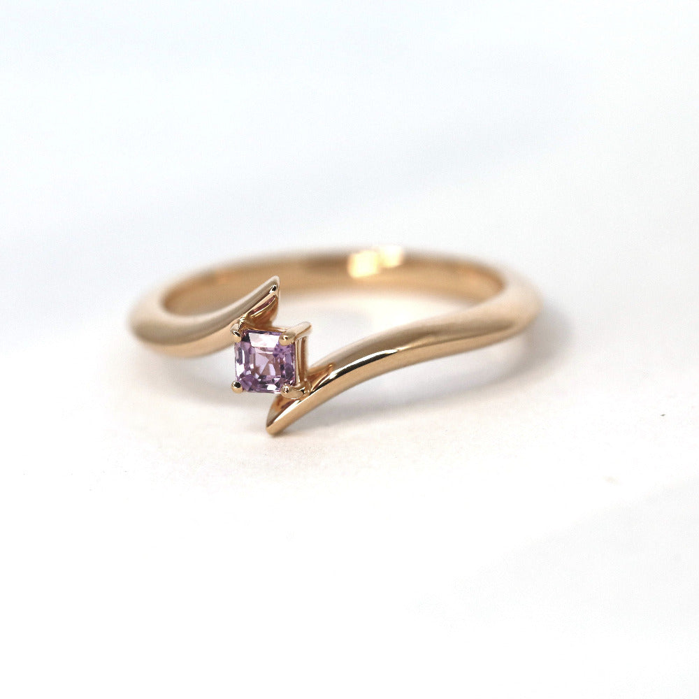 cutom made engagement bridal ring pink sapphire rose gold bena jewelry design