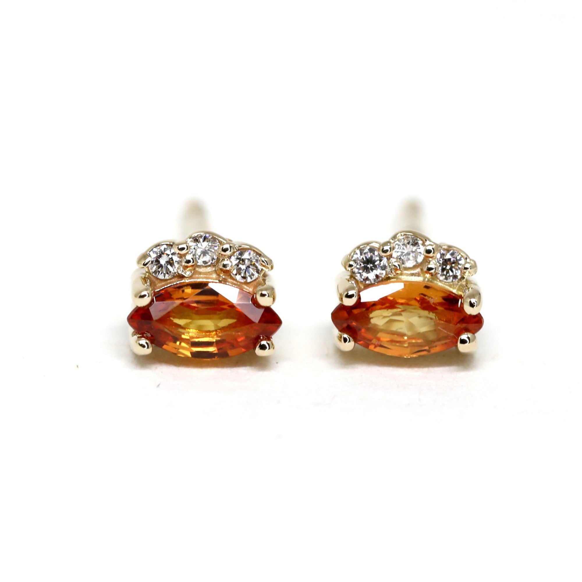 marquise shape sapphire gemstone stud earrings bena jewelry designer montreal yellow gold gemstone stud and diamond earrings jewelry design and manufacturein montreal canada jewelry desgner ruby mardi jewelry gallery montreal