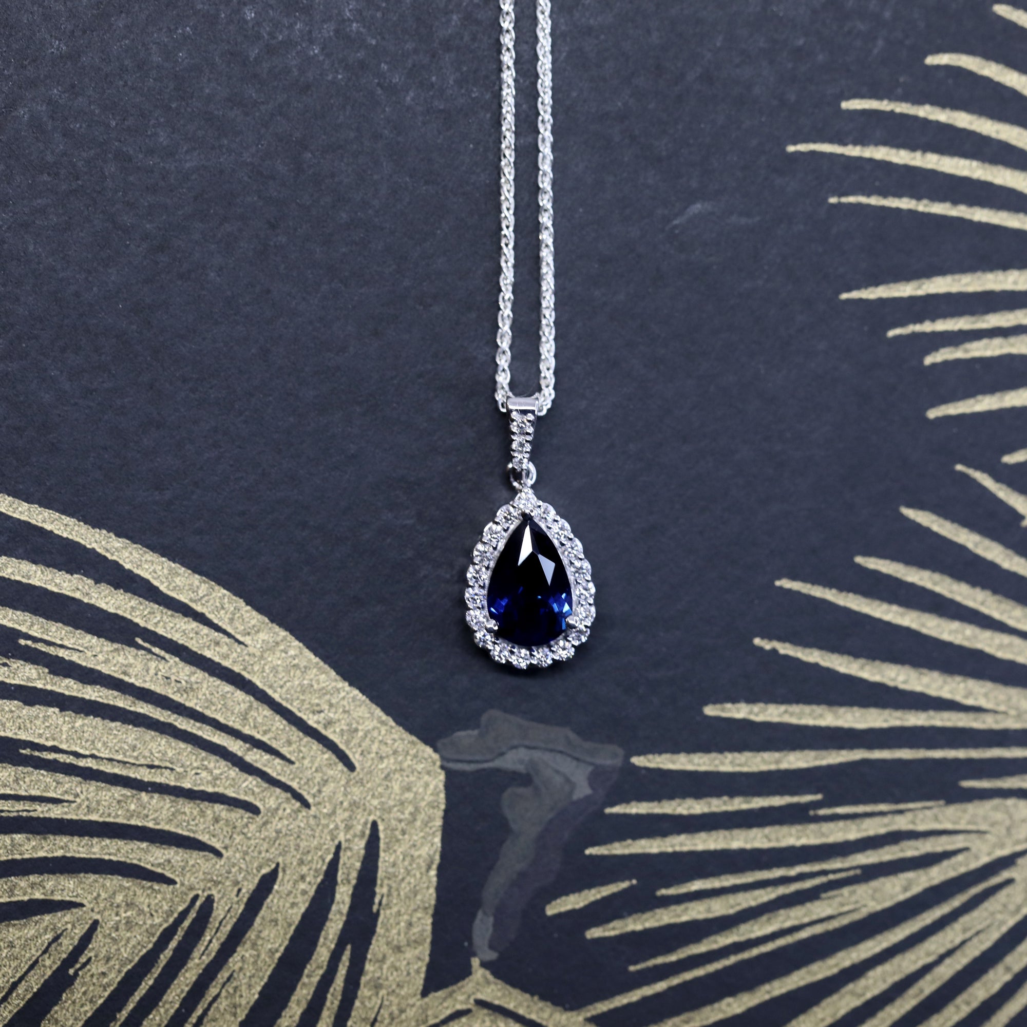 Pear Shape Sapphire & Diamond Pendant