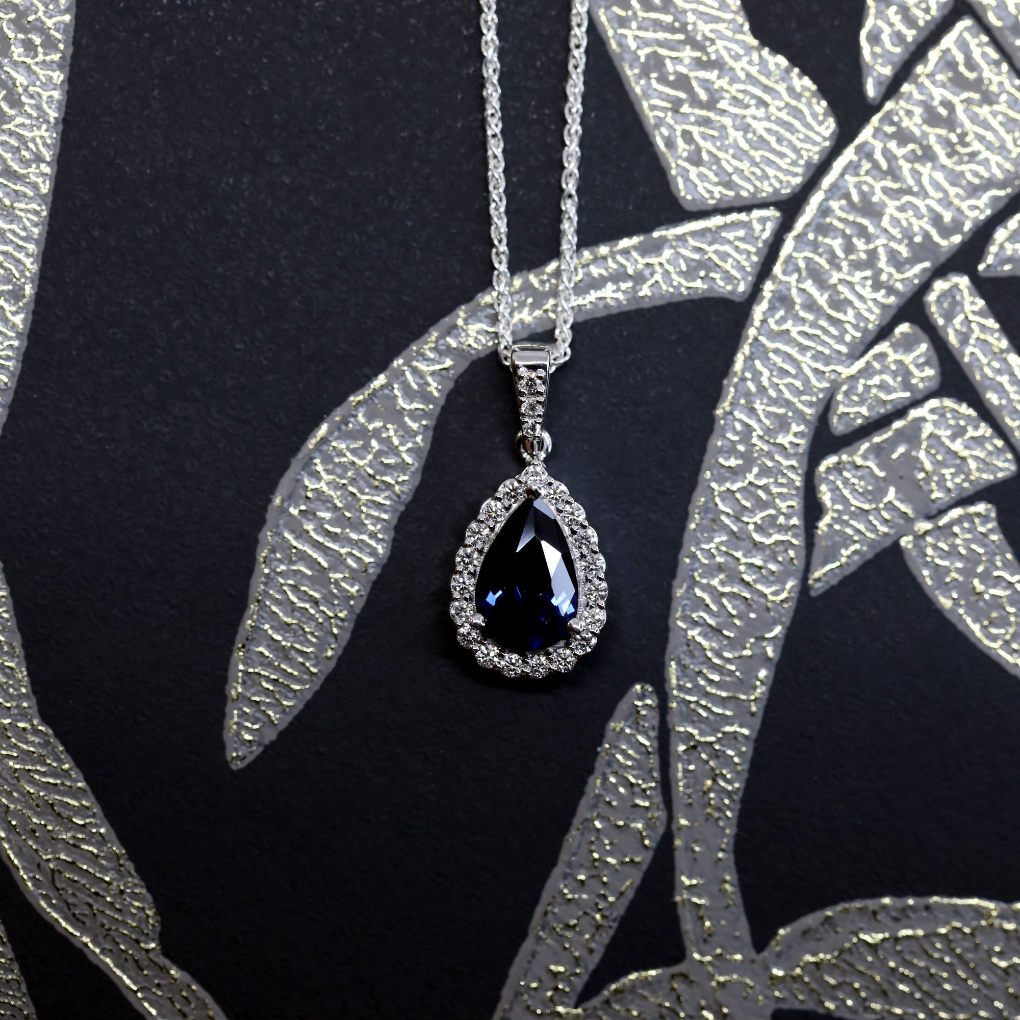 Pear Shape Sapphire & Diamond Pendant