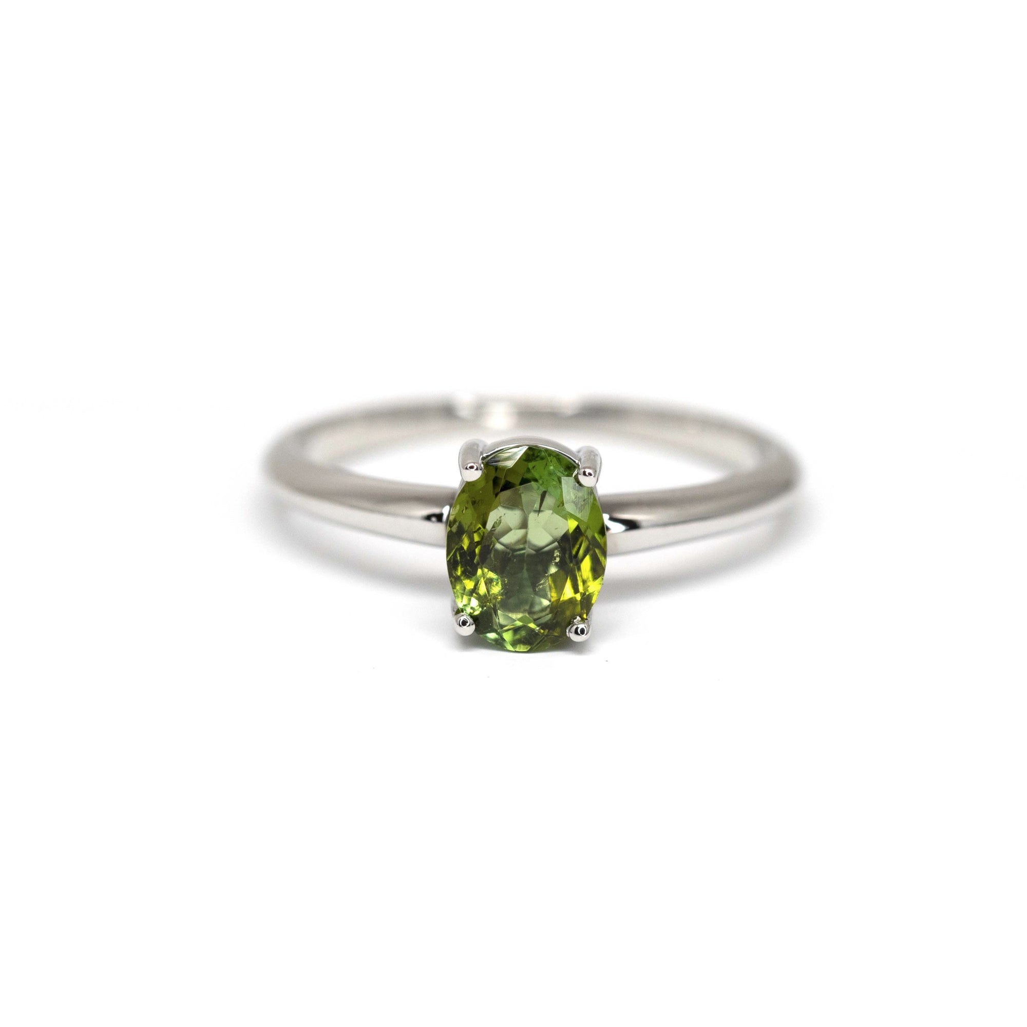 Oval Shape Vivid Green Troumaline Gold Ring