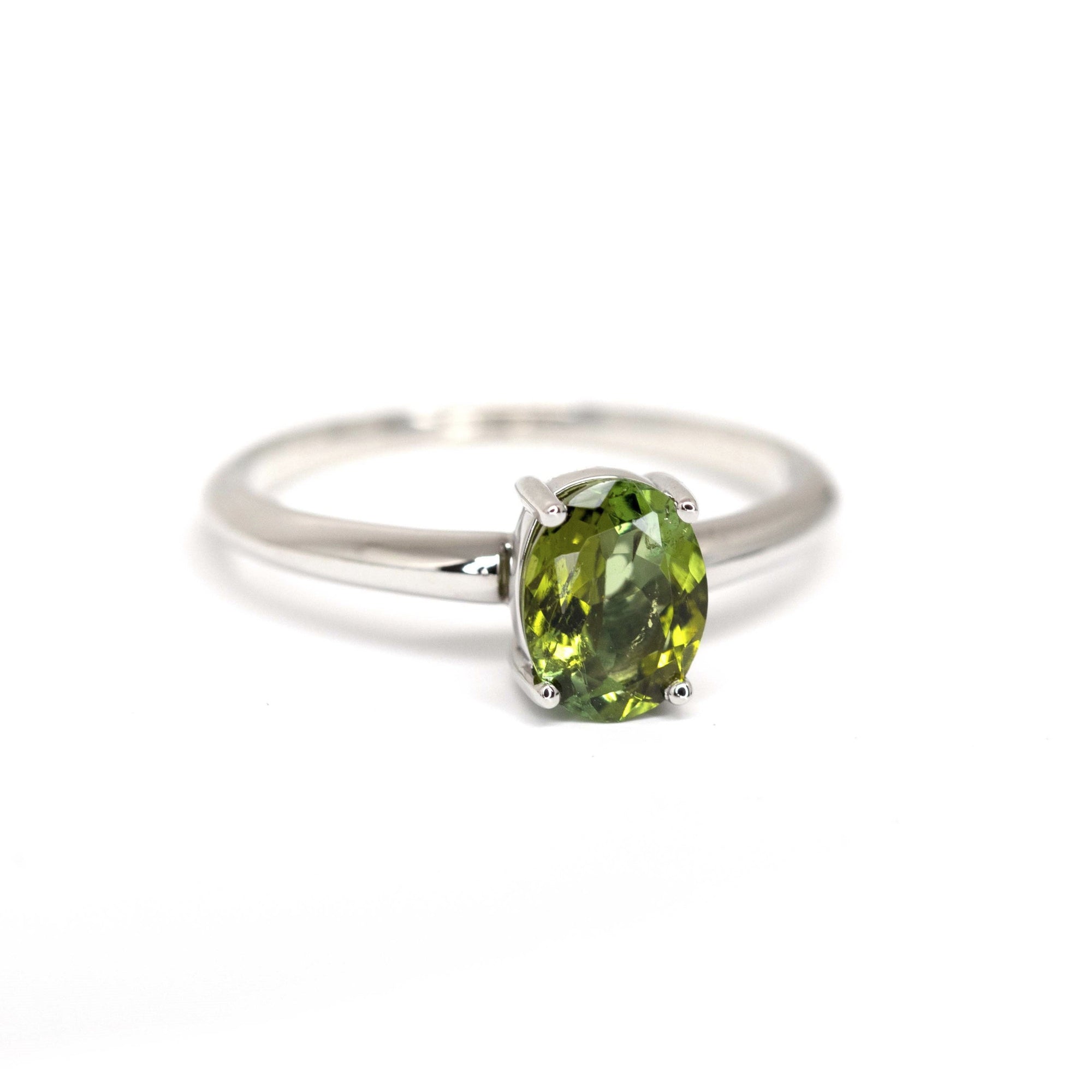 Oval Shape Vivid Green Troumaline Gold Ring