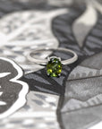 Oval Shape Vivid Green Troumaline Gold Ring