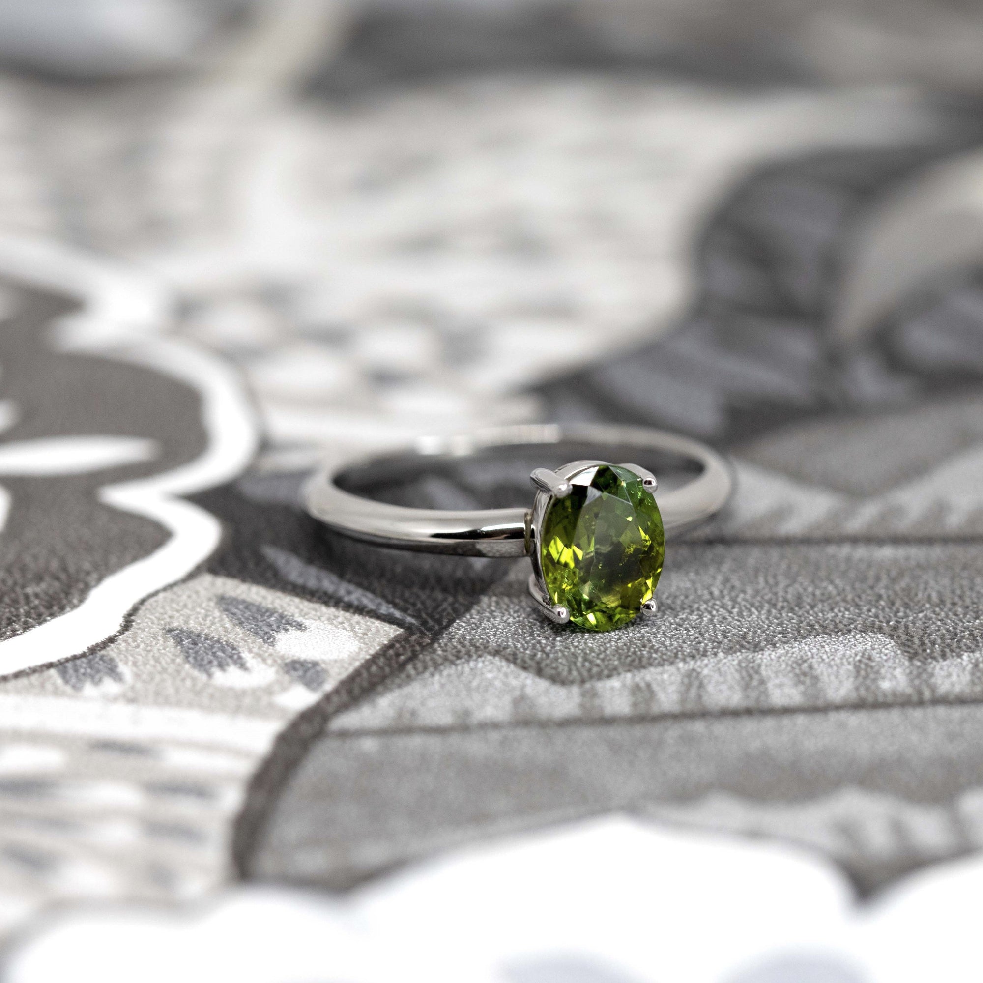 Oval Shape Vivid Green Troumaline Gold Ring
