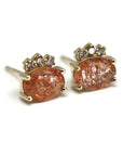 Sunstone & Cognac Diamond Gold Earrings - 0.17 ct
