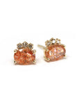 Sunstone & Cognac Diamond Gold Earrings - 0.17 ct