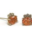 Sunstone & Cognac Diamond Gold Earrings - 0.17 ct