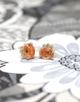 Sunstone & Cognac Diamond Gold Earrings - 0.17 ct