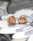 Sunstone & Cognac Diamond Gold Earrings - 0.17 ct