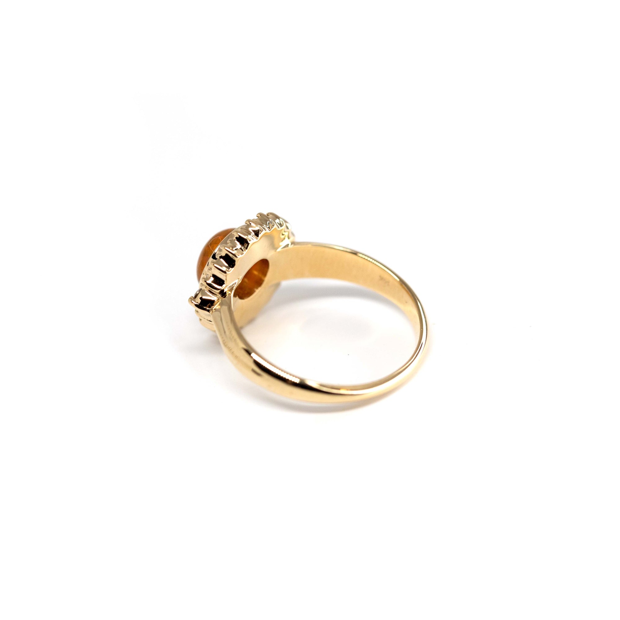yellow gold opal and diamond bridal ring custom made by bena jewelry desginer in montreal canada