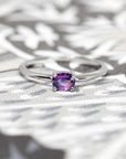 Magic Intense Purple Natural Sapphire Minimalist Gold Ring