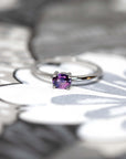 Magic Intense Purple Natural Sapphire Minimalist Gold Ring