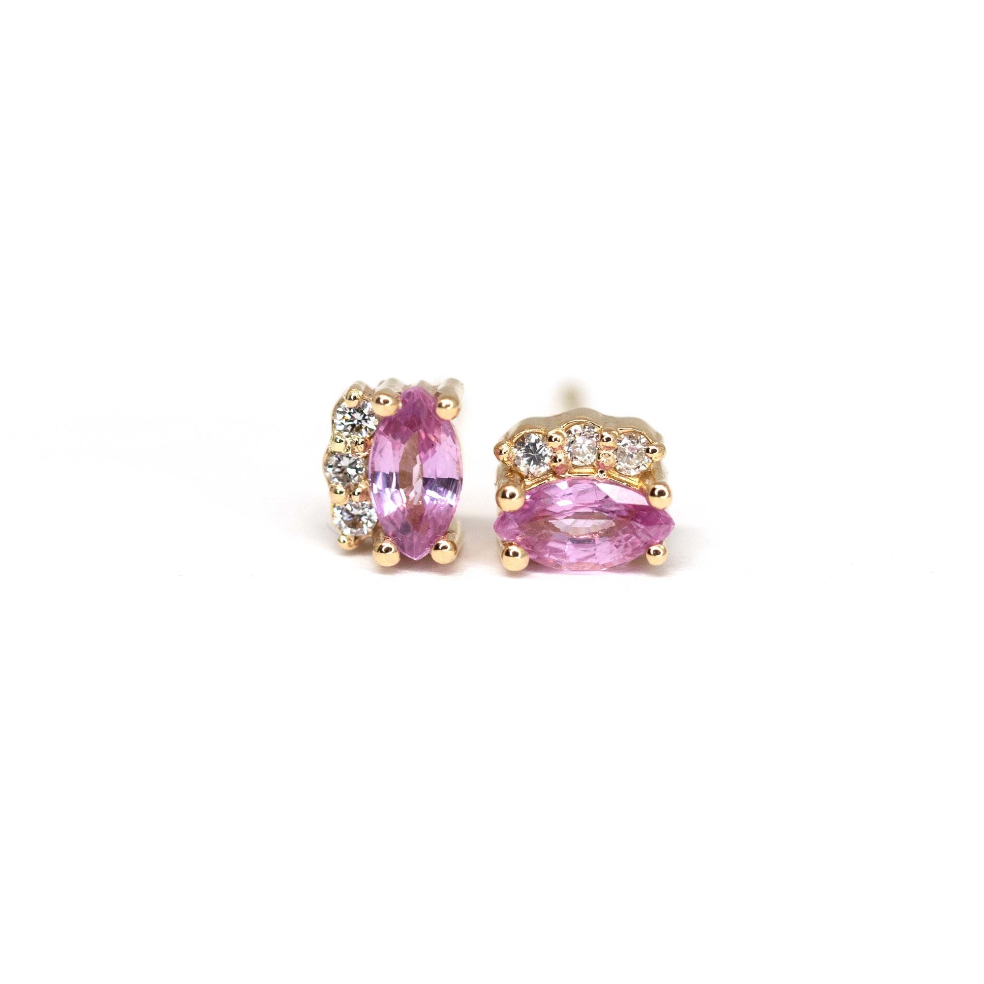Marquise Shape Pink Sapphire & Diamond Dora Stud Earrings