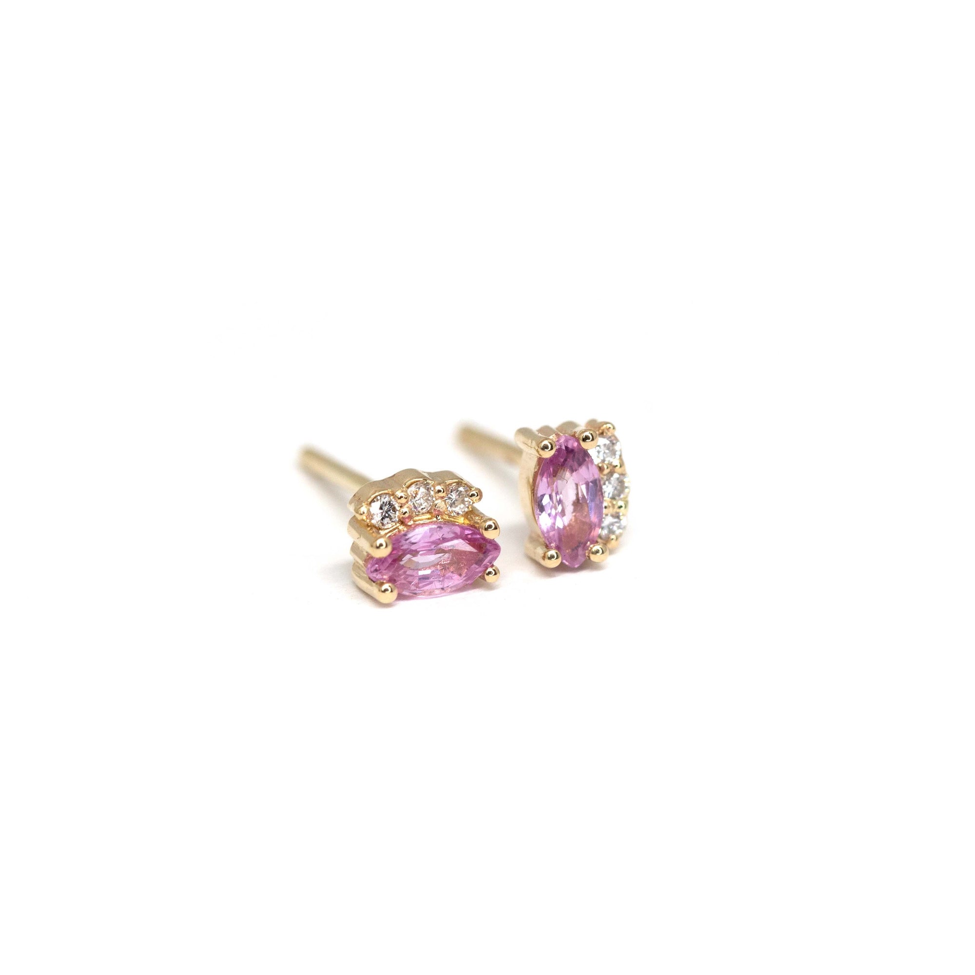 Marquise Shape Pink Sapphire & Diamond Dora Stud Earrings