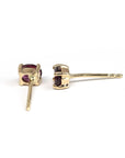 Minimalist Redish Purple Rhodolite Garnet Gold Stud Earrings